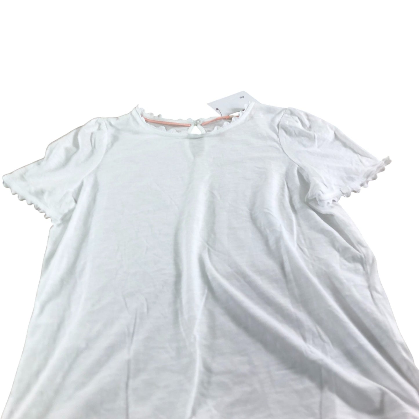 Boden White Short Sleeve T Shirt Women's 100 Cotton Keyhole Back UK10