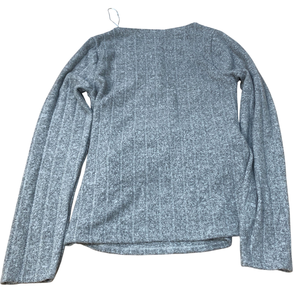 River Island Long Sleeve Top UK12 Women's Grey Ribbed Relaxed Fit Stretch Jersey