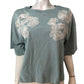 River Island Relaxed Fit Top UK10 Women's Green Cotton Embroidered Short Sleeve