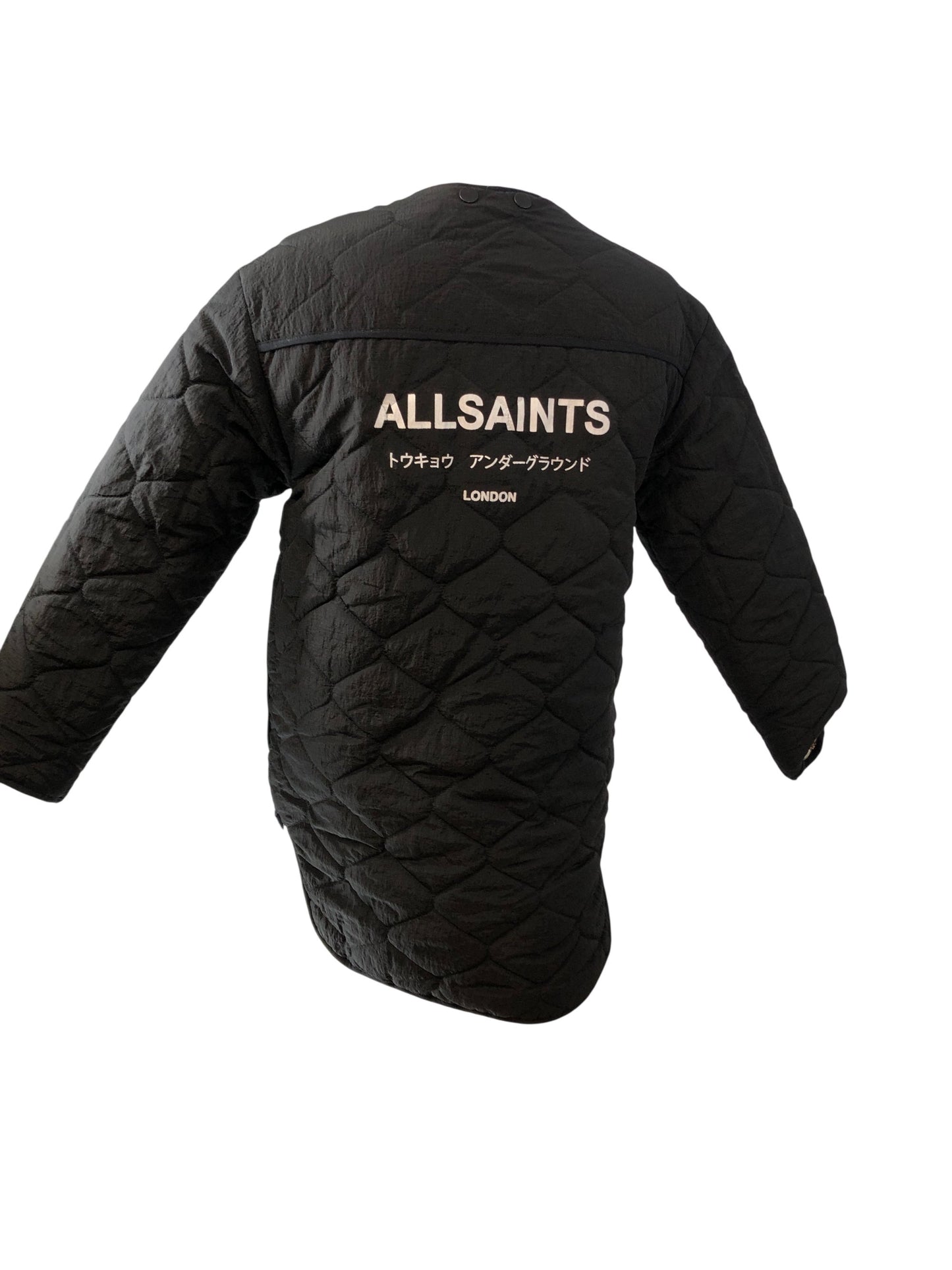 All Saints Quilted Puffer Jacket Gold UK12 Women's Outerwear Stylish Coat