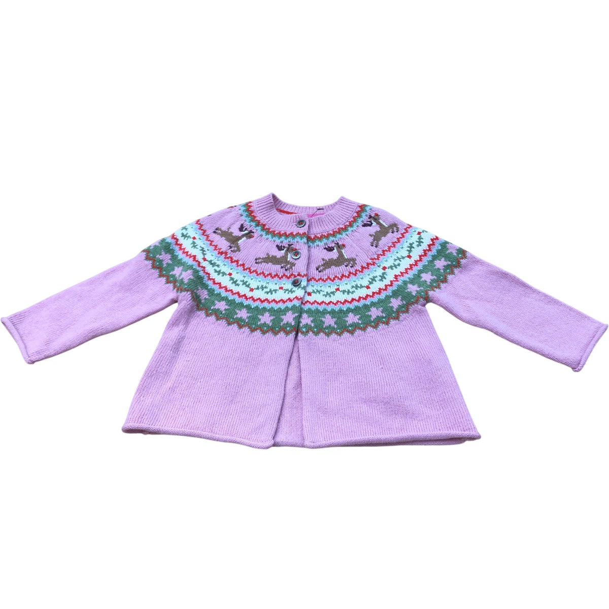 Girls Pink Cardigan Reindeer Pattern 12-18 Months Soft Knitwear Seasonal Style