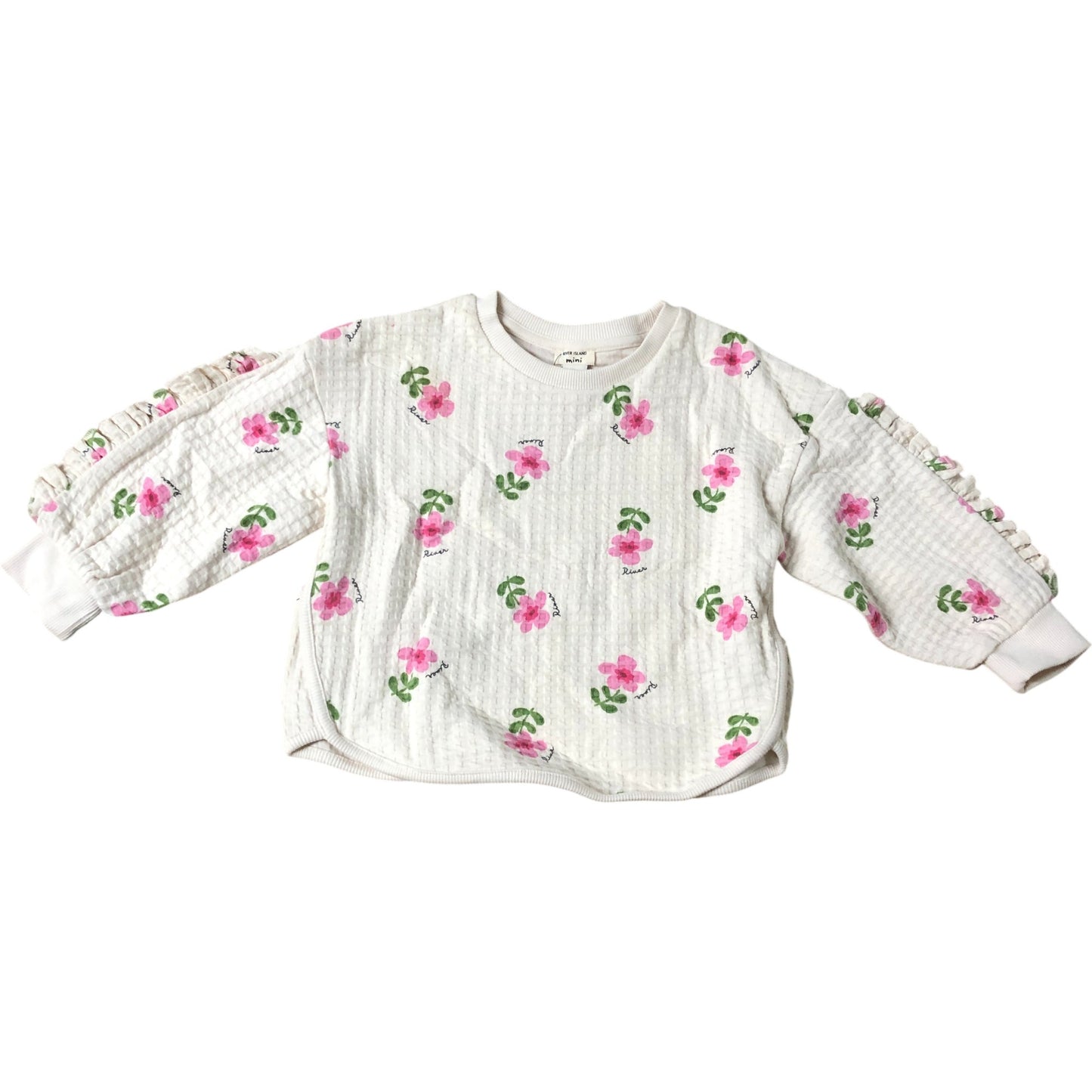 River Island Mini Girls Floral Sweater UK2-3 Years Cream Long Sleeves