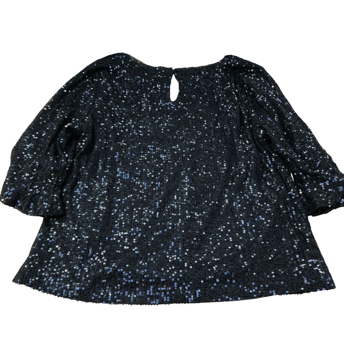 Sequin Blouse UK12 Women's Sparkly Black Top V Neck Party Wear
