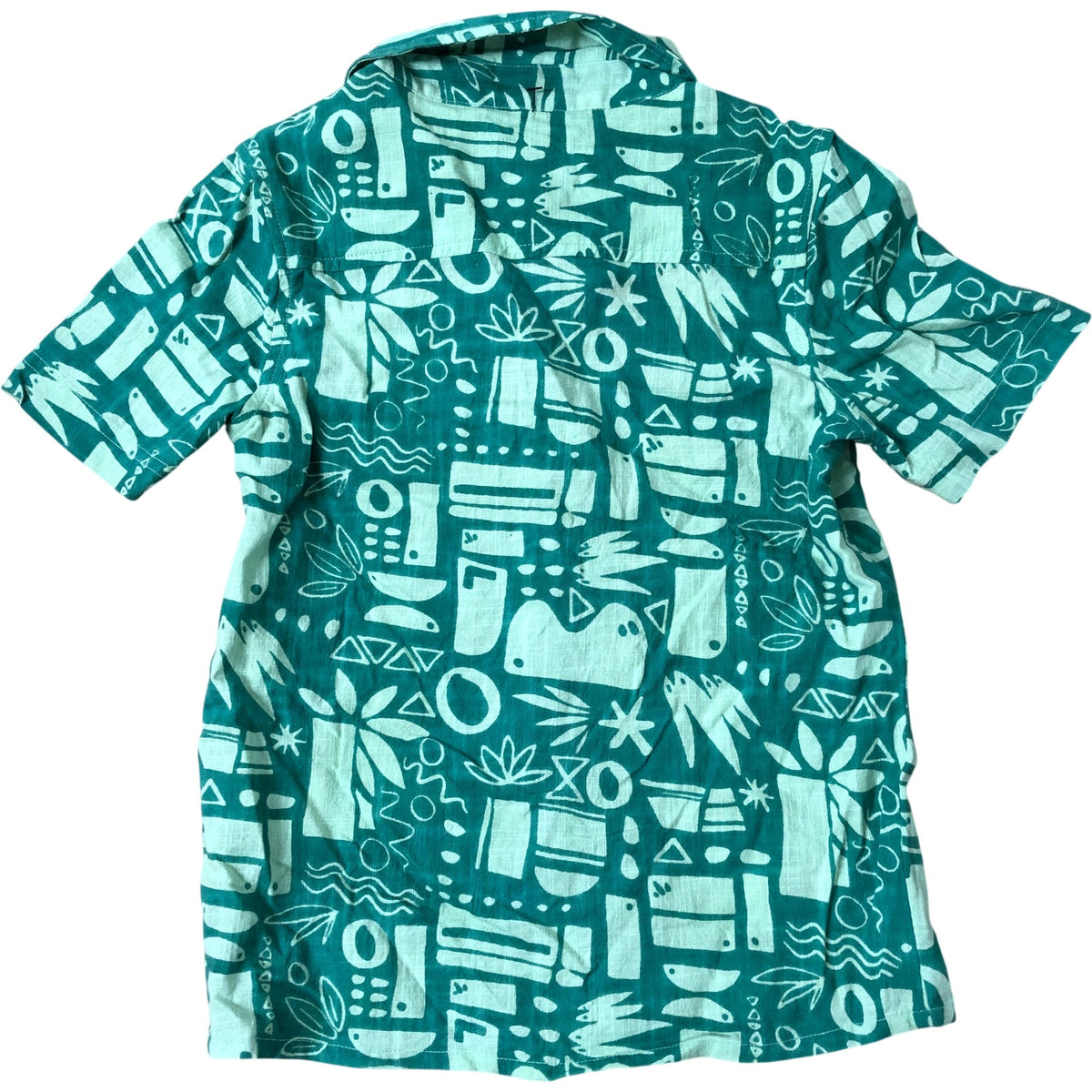 Kids Short Sleeve Shirt Age 6 Years Green Geometric Print