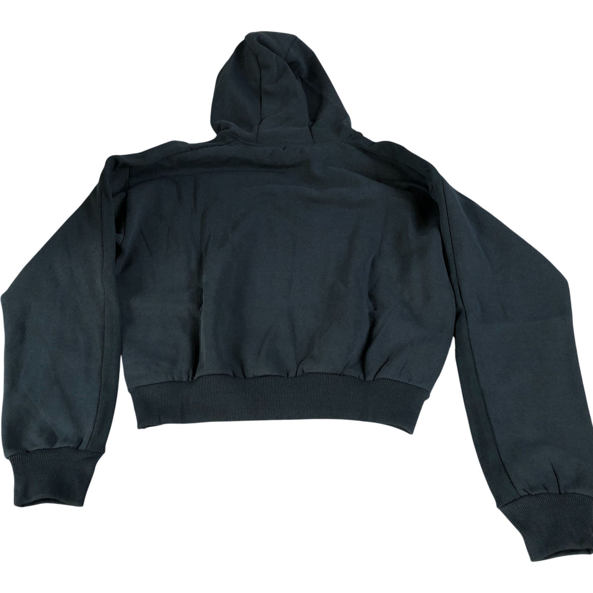 Crop Hoodie Women Green Cotton Blend Pullover Casual Wear UK14