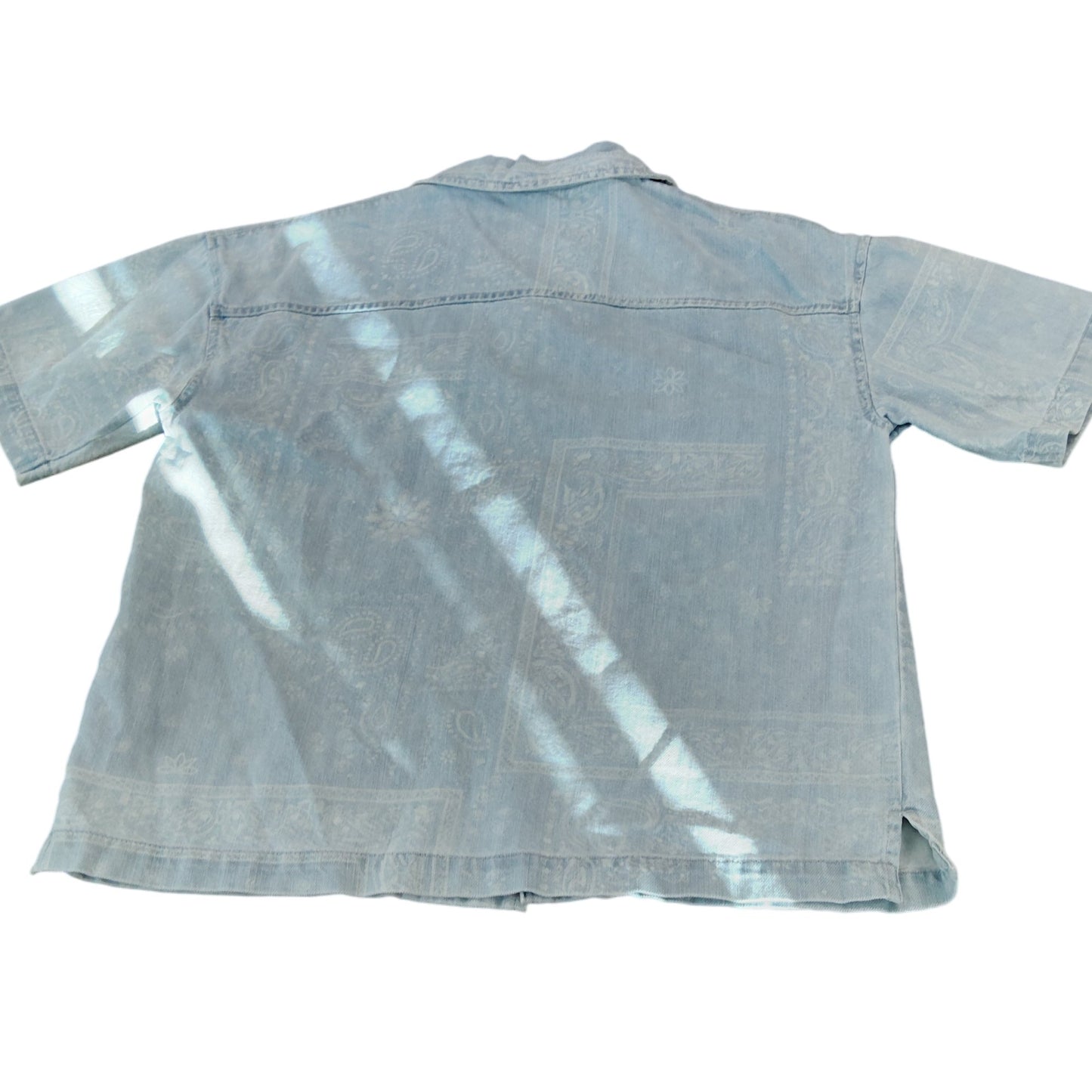 River Island Short Sleeve Shirt Kids 11-12 Years Blue Denim Floral Print