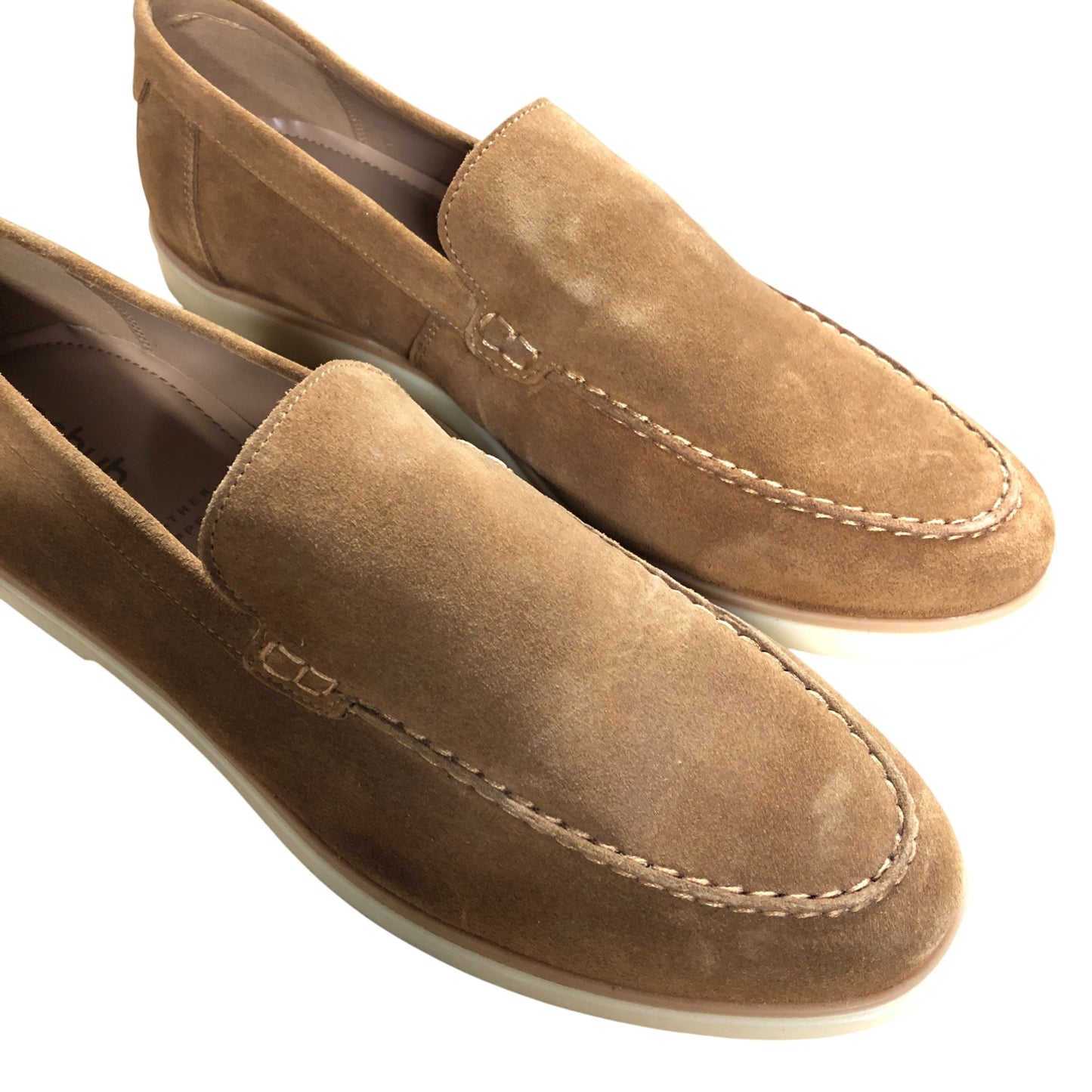 Suede Loafers UK11 Mens Casual Slip On Brown Leather Upper Shoes