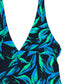 Etam Women's Swimwear UK12 One Piece Swimsuit Green Leaf Print