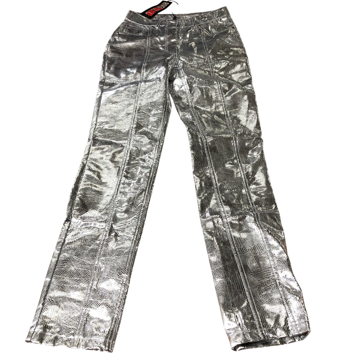 River Island Silver Faux Leather Snake Print Skinny Trousers