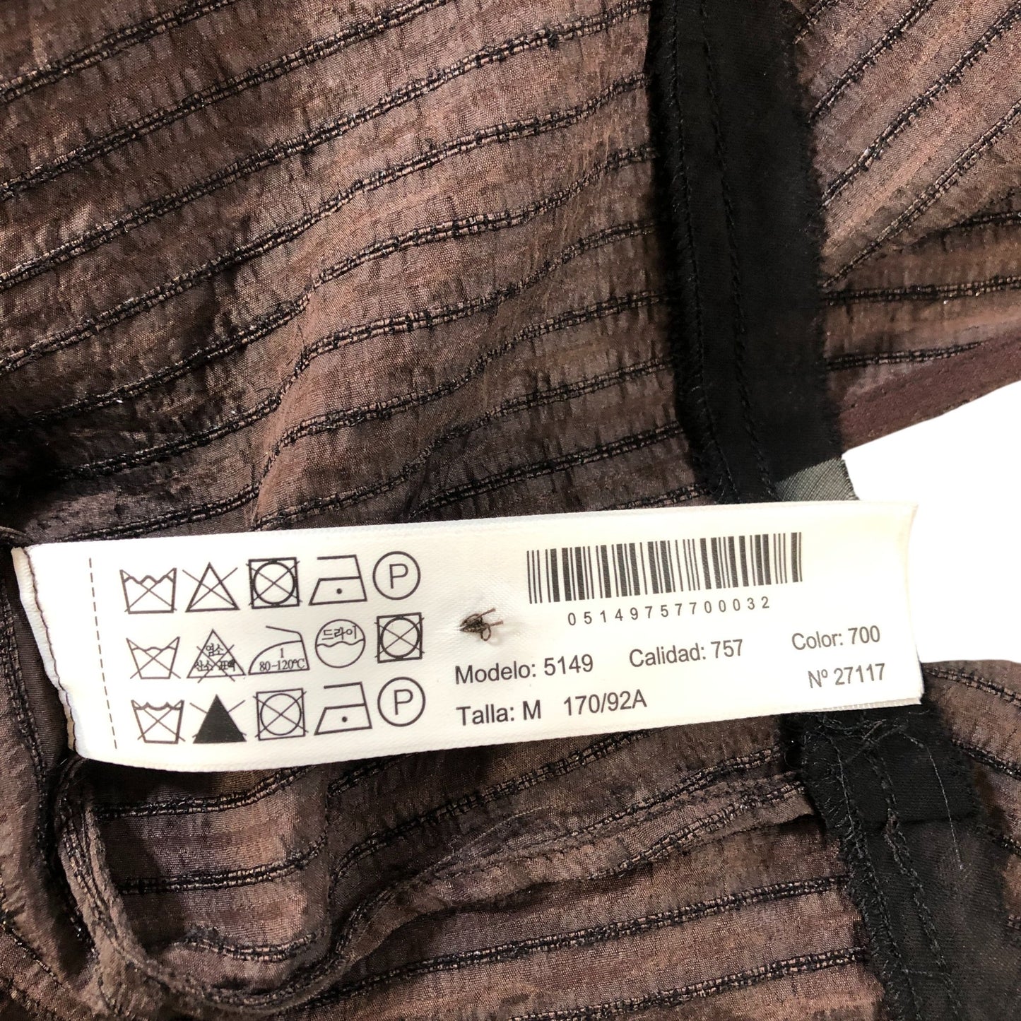 Massimo Dutti Sleeveless Top Women's Striped Silk Blend Dark Brown M UK12-14