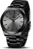 LN LENQIN Black Stainless Steel Watch Modern Quartz Men's Sports Style Band