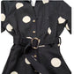 River Island UK10 Women's Black White Polka Dot Midi Dress Belted Short Sleeve
