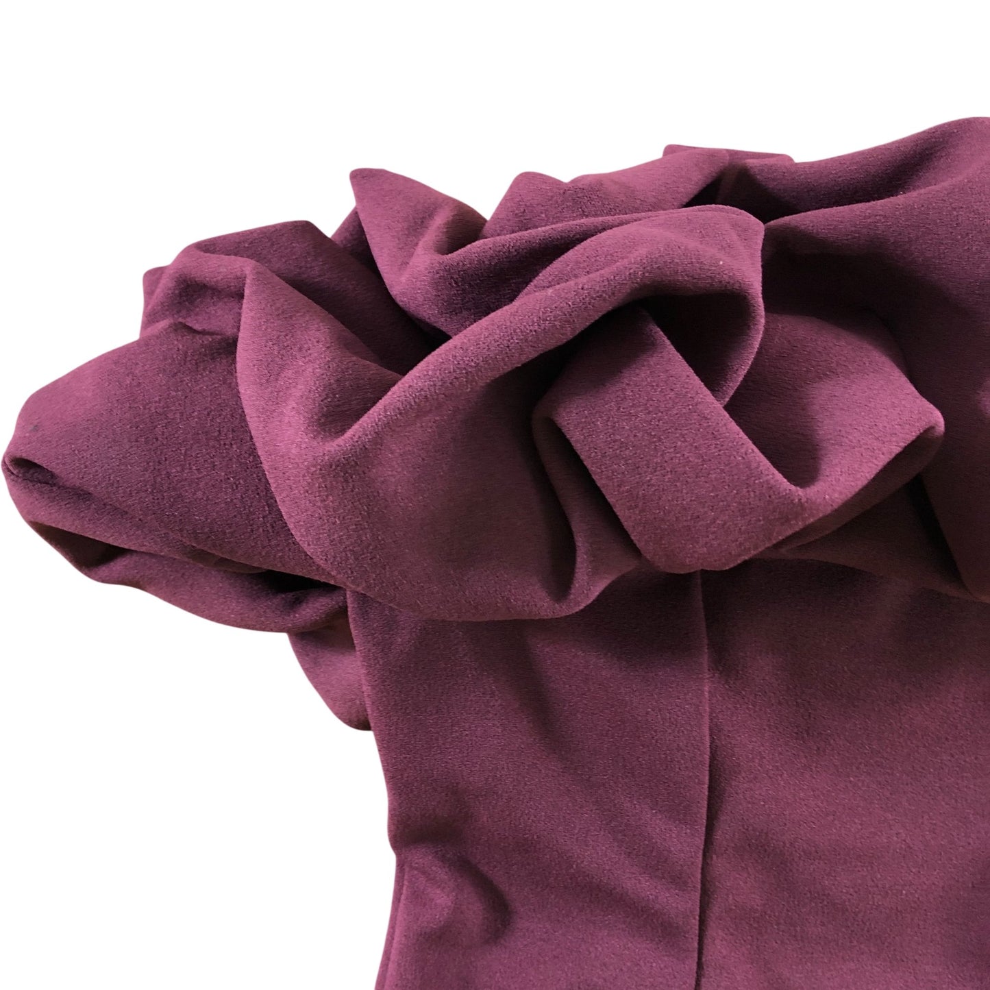 River Island Ruffle Top XS Women's Burgundy Stretchy Short Sleeve Blouse