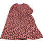 Stylish Women’s Viscose Dress UK12 Floral Print Long Sleeve Orange Navy