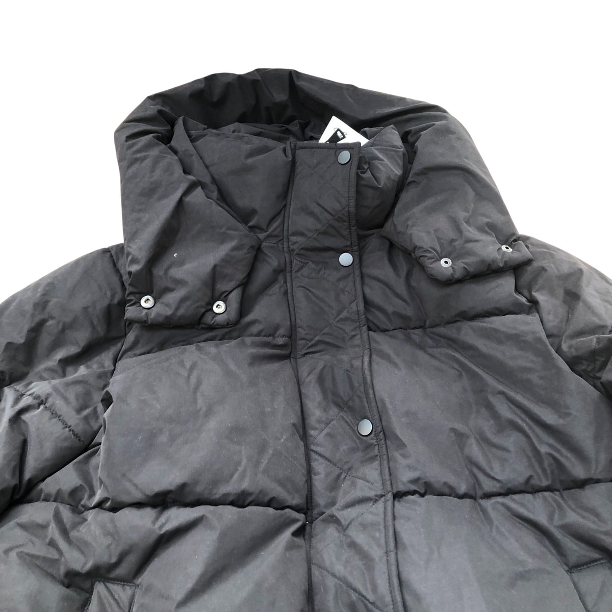 Puffer Jacket Women's Long Hooded Winter Coat Black UK 16-18