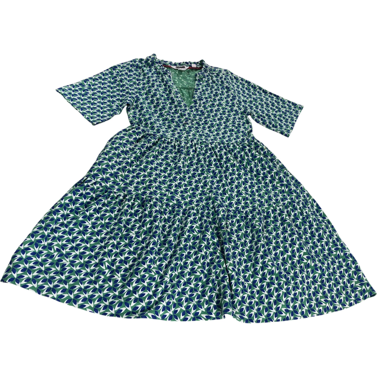 UK6 Women's Petite Green Floral Print Short Sleeve Dress