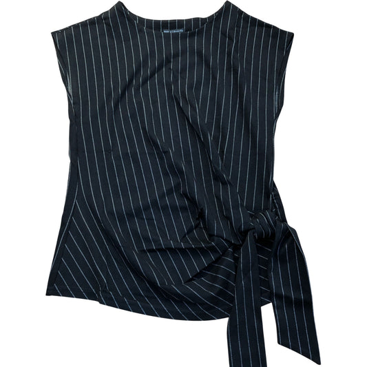 River Island Black Striped Tie Front Top