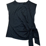 River Island Black Striped Tie Front Top