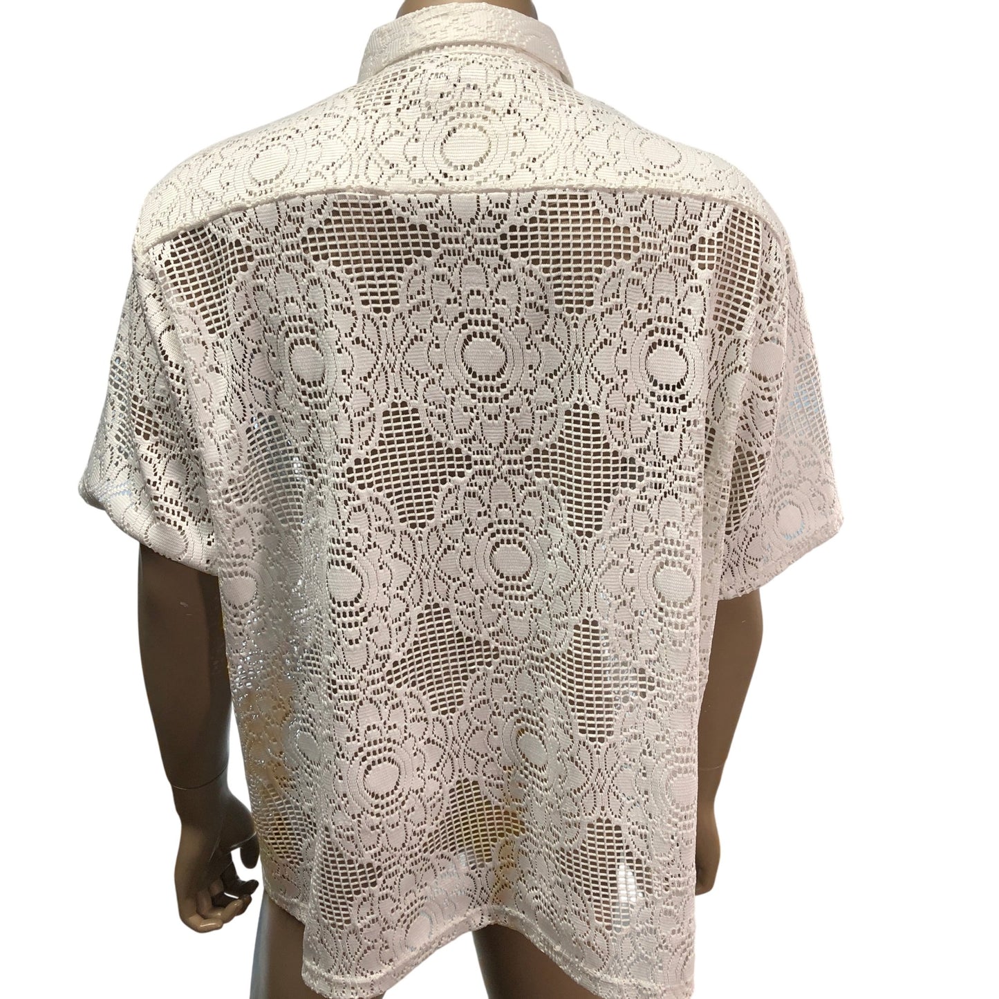 River Island Men's Lace Floral Pattern Shirt UK XL Casual Button Up