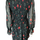 River Island Floral Smock Dress Women's Long Sleeve V Neck Rose Print UK Size 12