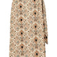 Neutral Print Wrap Midi Skirt Floral Design Cotton Lightweight
