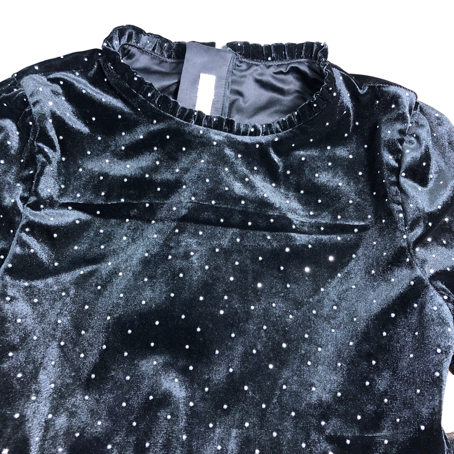 Branded Black Dress UK9 Girls Velvet Tulle Bow Long Sleeve Party