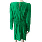 River Island Green Viscose Dress UK16 Women's Long Sleeve Pleated Design