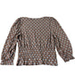 Floral Print Top Women's Long Sleeve Smock Viscose Brown White UK8
