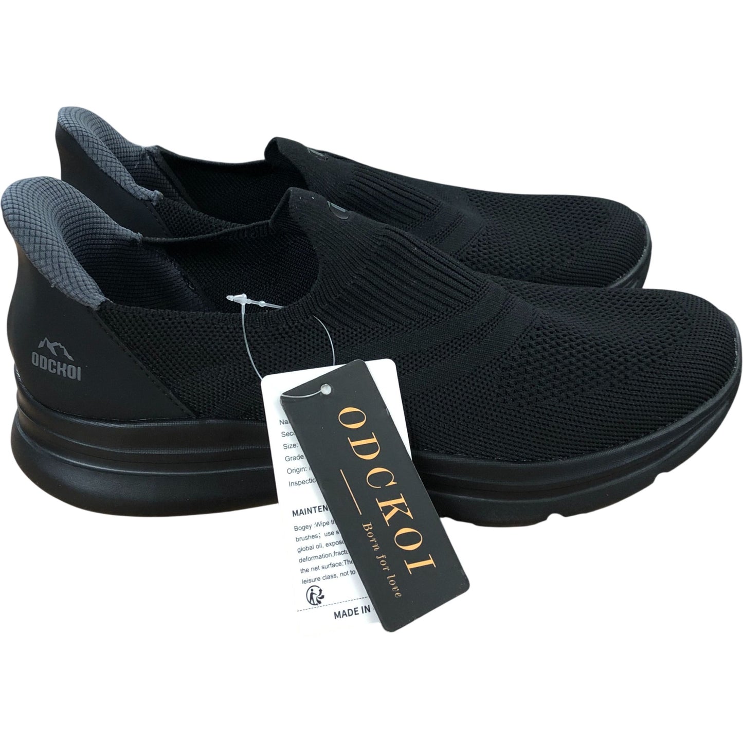ODCKOI Slip On Trainers Size UK 9.5 Men's Black Mesh Lightweight Sports Sneakers