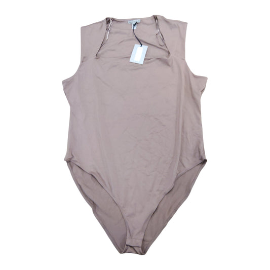 River Island Bodysuit Women's New Brown Ribbed Short Sleeve Size UK 10 with Tags