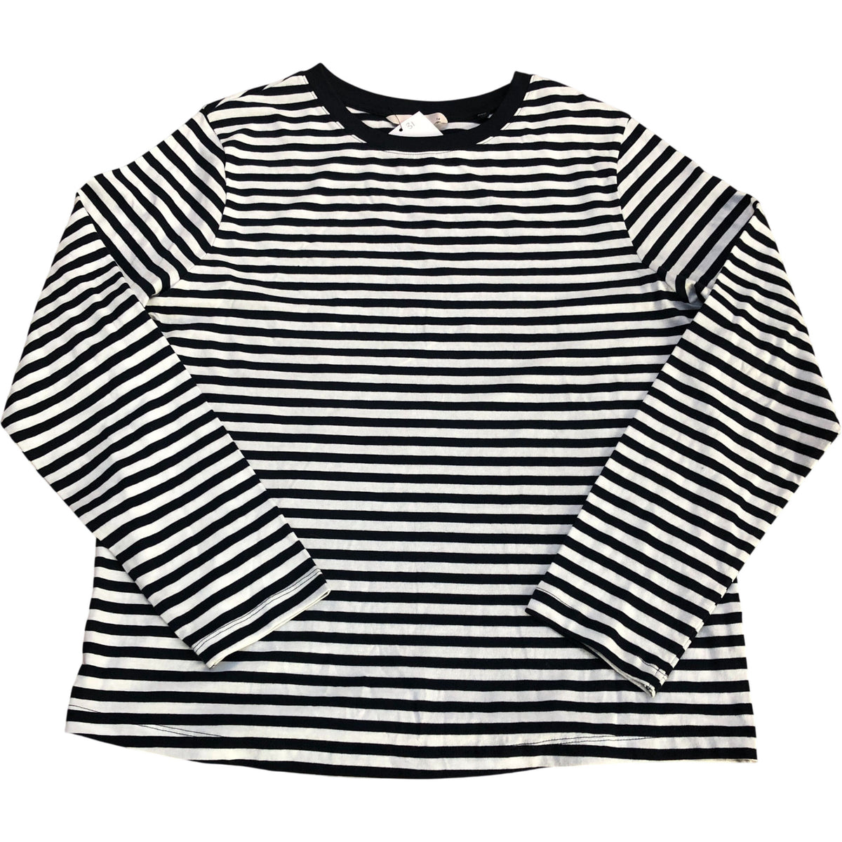 Long Sleeve Black & White Striped Top Size 14