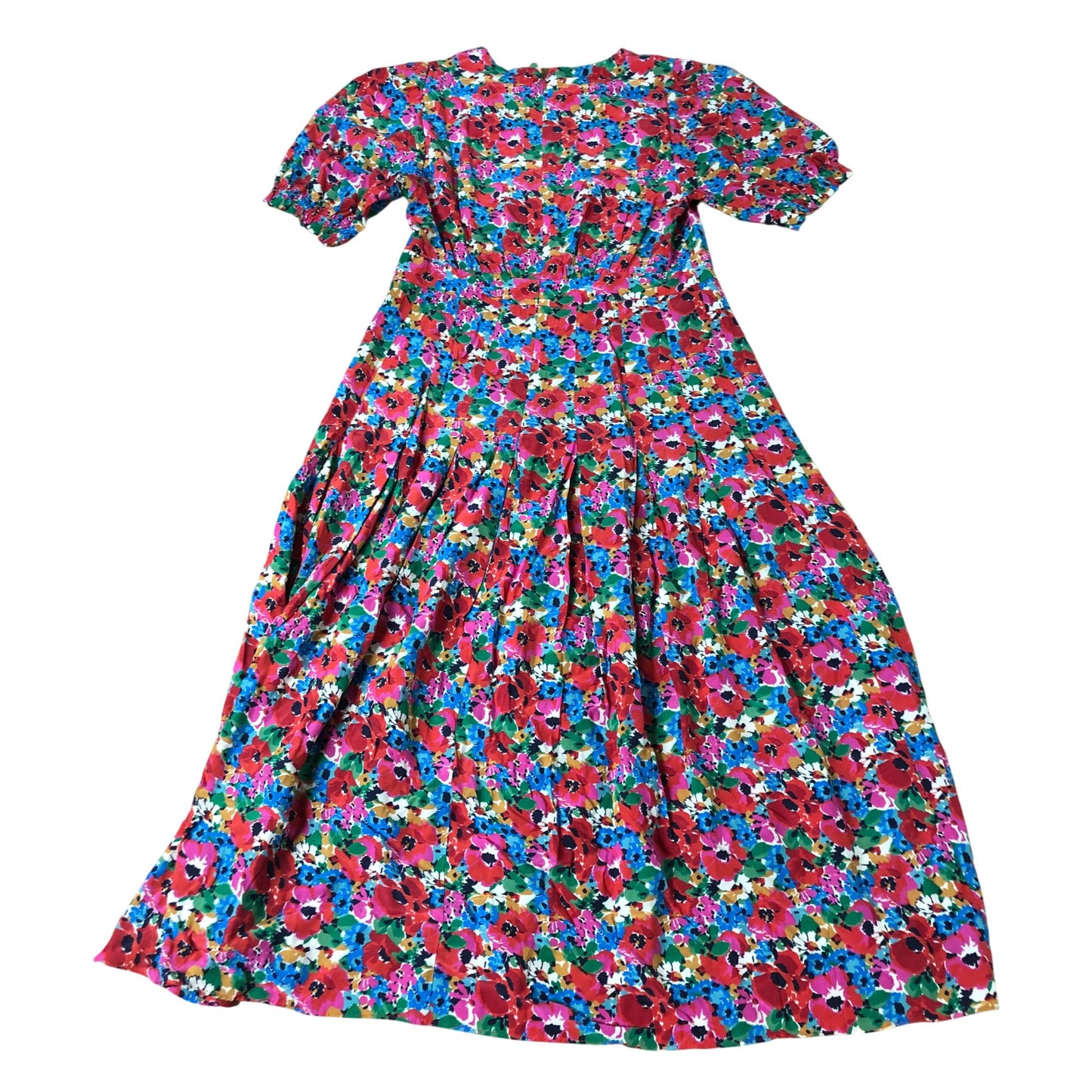 Floral Midi Dress Size 12 Women's Red Multi Coloured Floral Print