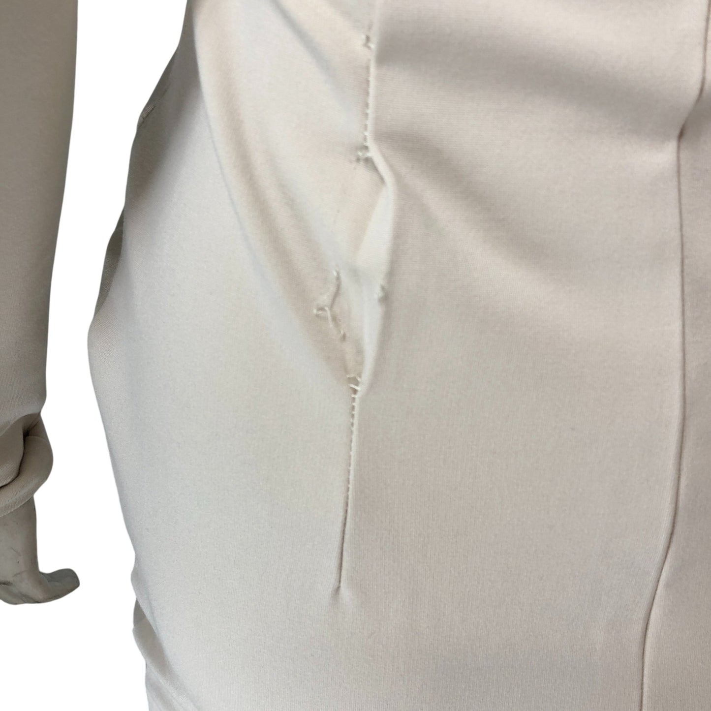 Karen Millen Cream Porté Evetage Neck Dress UK6 Women's Long Sleeve Zip Detail