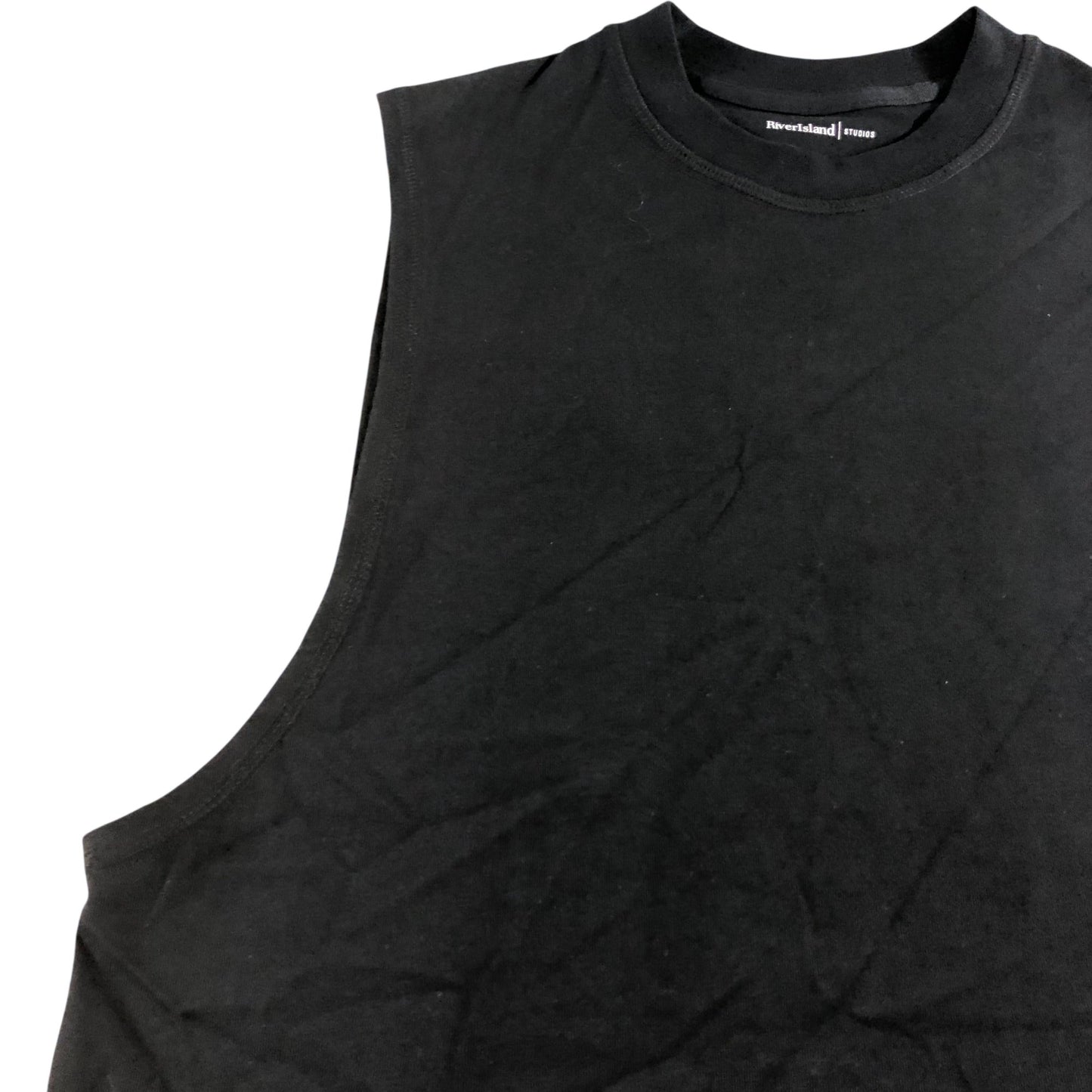 River Island Sleeveless Vest Top UK Size S Black Cotton Casual Wear