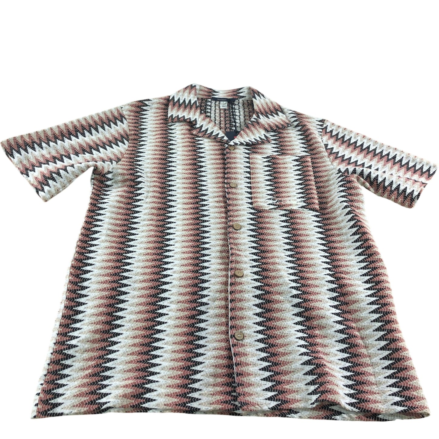 River Island Short Sleeve Casual Shirt Size S Men's Zigzag Pattern Multicolour