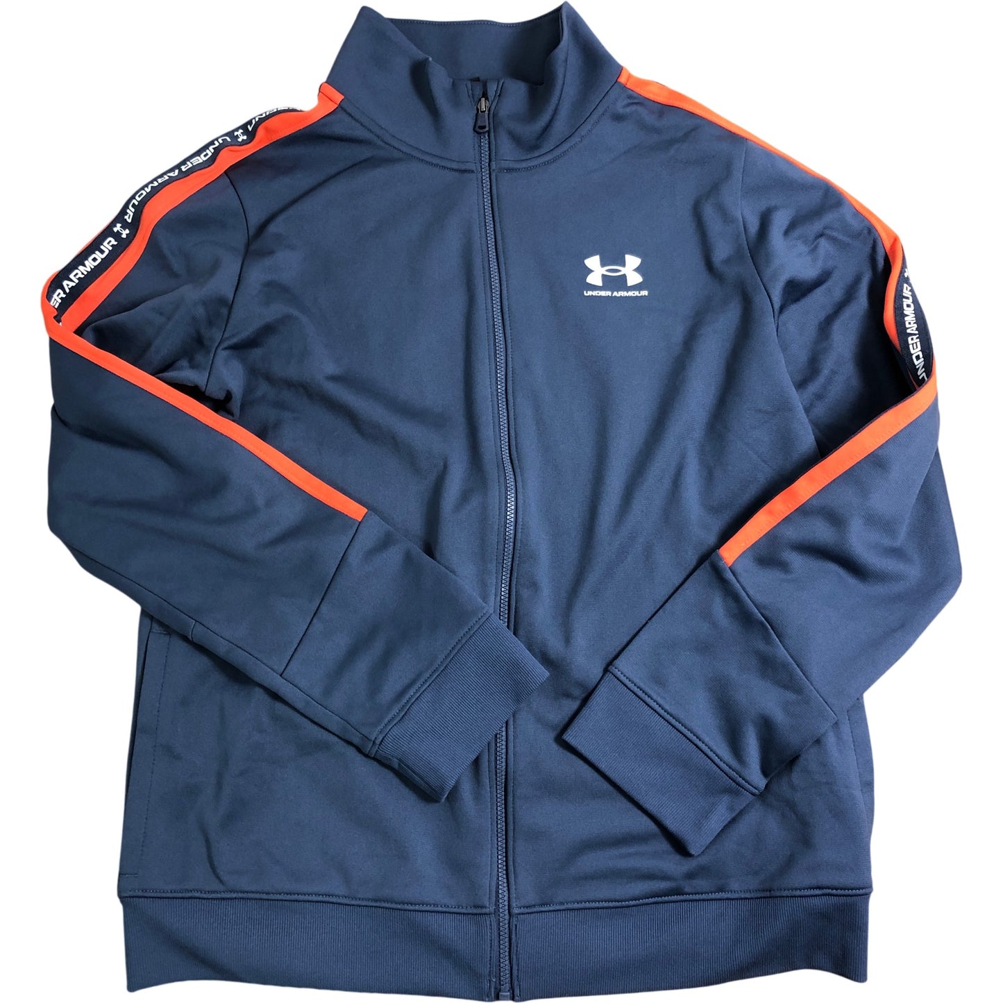 Under Armour Boys Zip Jacket YL 13-14 Navy Blue Orange Training Sport Wear