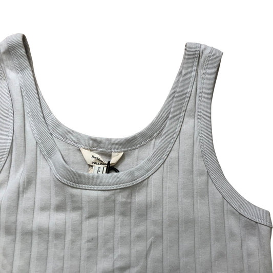 River Island Relaxed Fit Crop Top Size L Women's Light Grey Ribbed