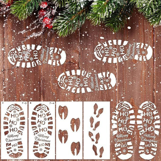 Reusable Christmas Holiday Footprint Templates Christmas Crafts Tool 4 Pieces