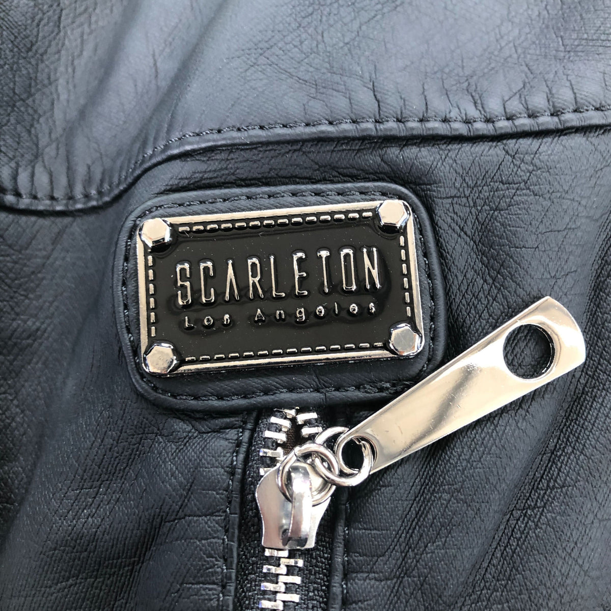 Scarleton Black Handbag Women's Soft Faux Leather Multiple Zipper Pockets