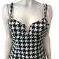 River Island Uk12 Women's Black White Houndstooth Mini Dress Power Ho