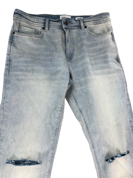 River Island Skinny Jeans W34 L32 Men's Blue Light Ripped Denim Casual Wear