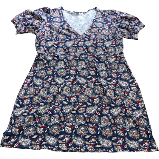 Blue Paisley Mini Jersey Dress - Size 16