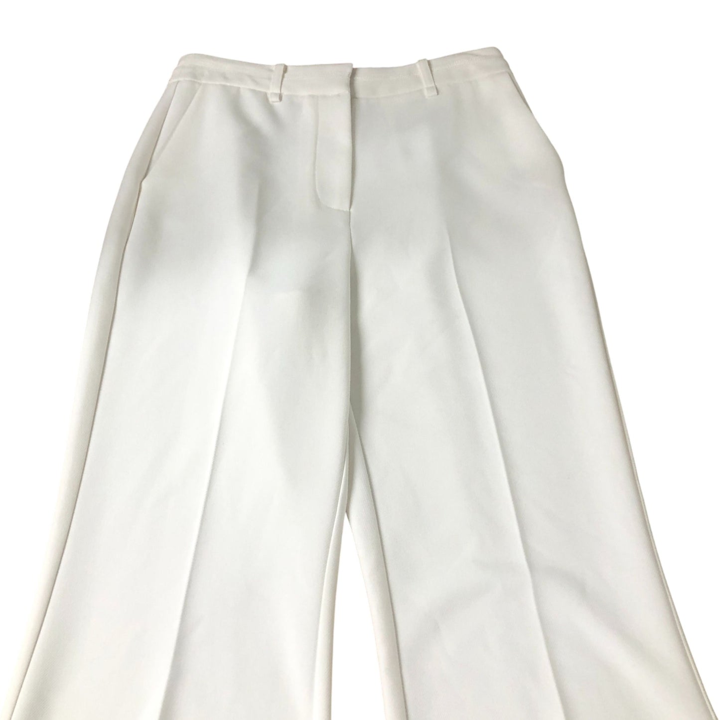 Wide Leg Trousers Women's Cream High Waist Flared Design UK10 Regular