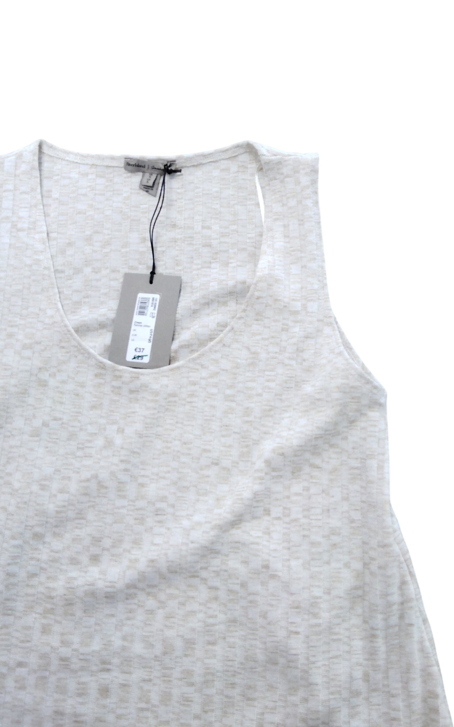 River Island Women's White Textured Tank Top UK Size S Sleeveless Style