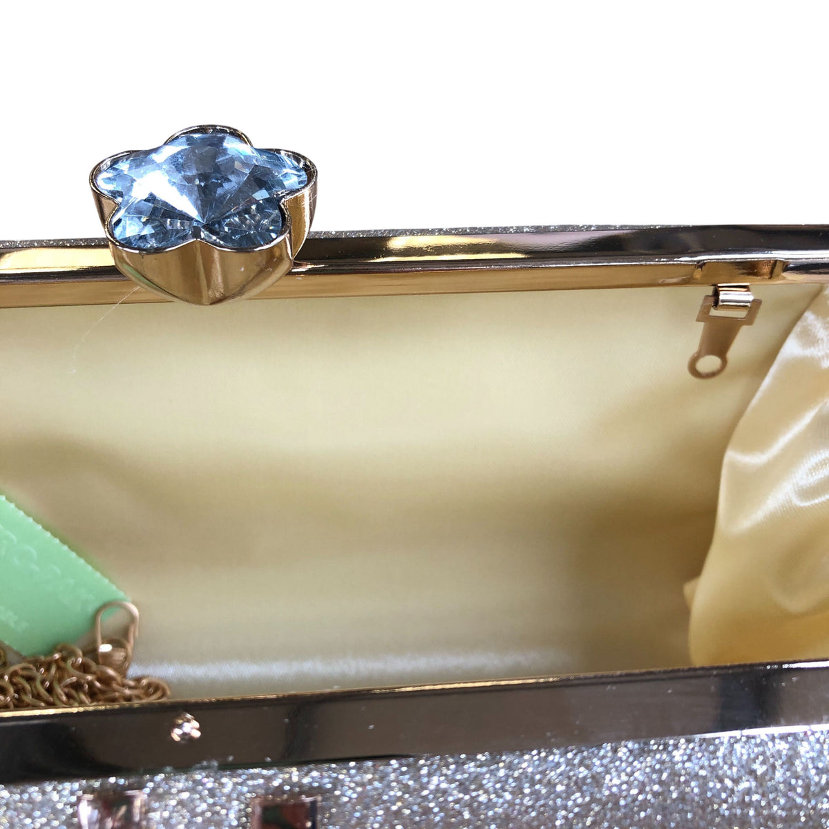 Stylish Glitter Clutch Bag With Chain Strap Gold Elegant Evening Handbag