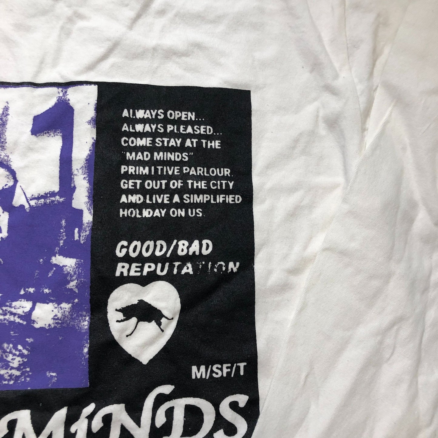 Mad Minds Long Sleeve T Shirt Size S Men's Graphic Print White Cotton Top