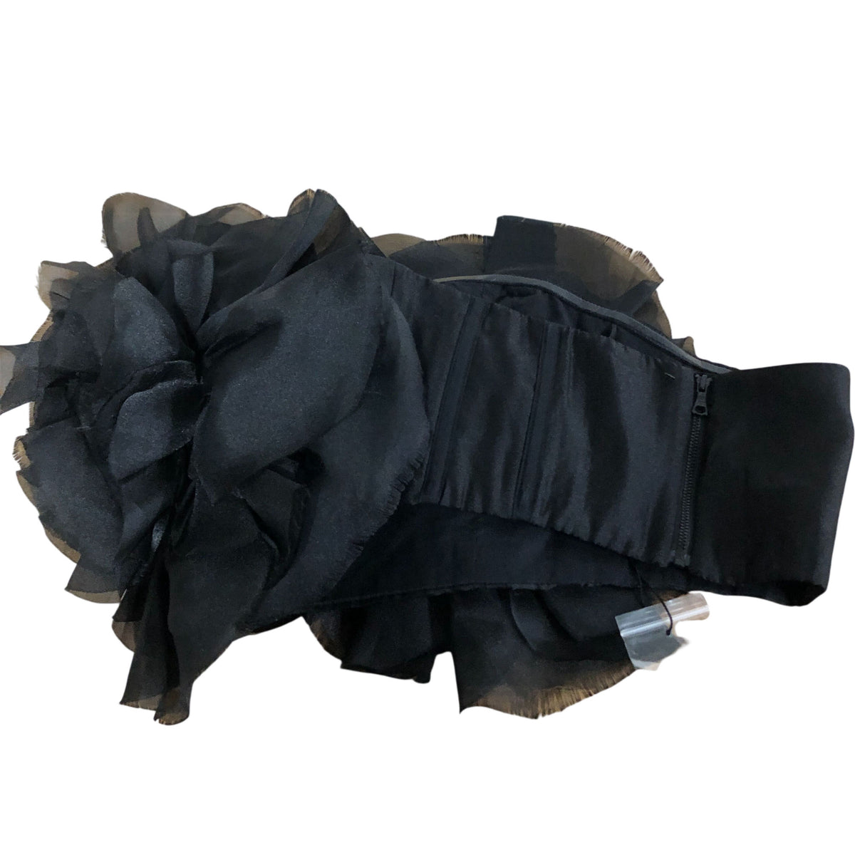 Bardot Black Floral Ruffle Sash Women Size 12 Chiffon Waist Belt Evening Wear
