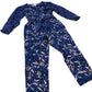 Floral Print Jumpsuit Girls Long Sleeve Lyocell Navy Blue