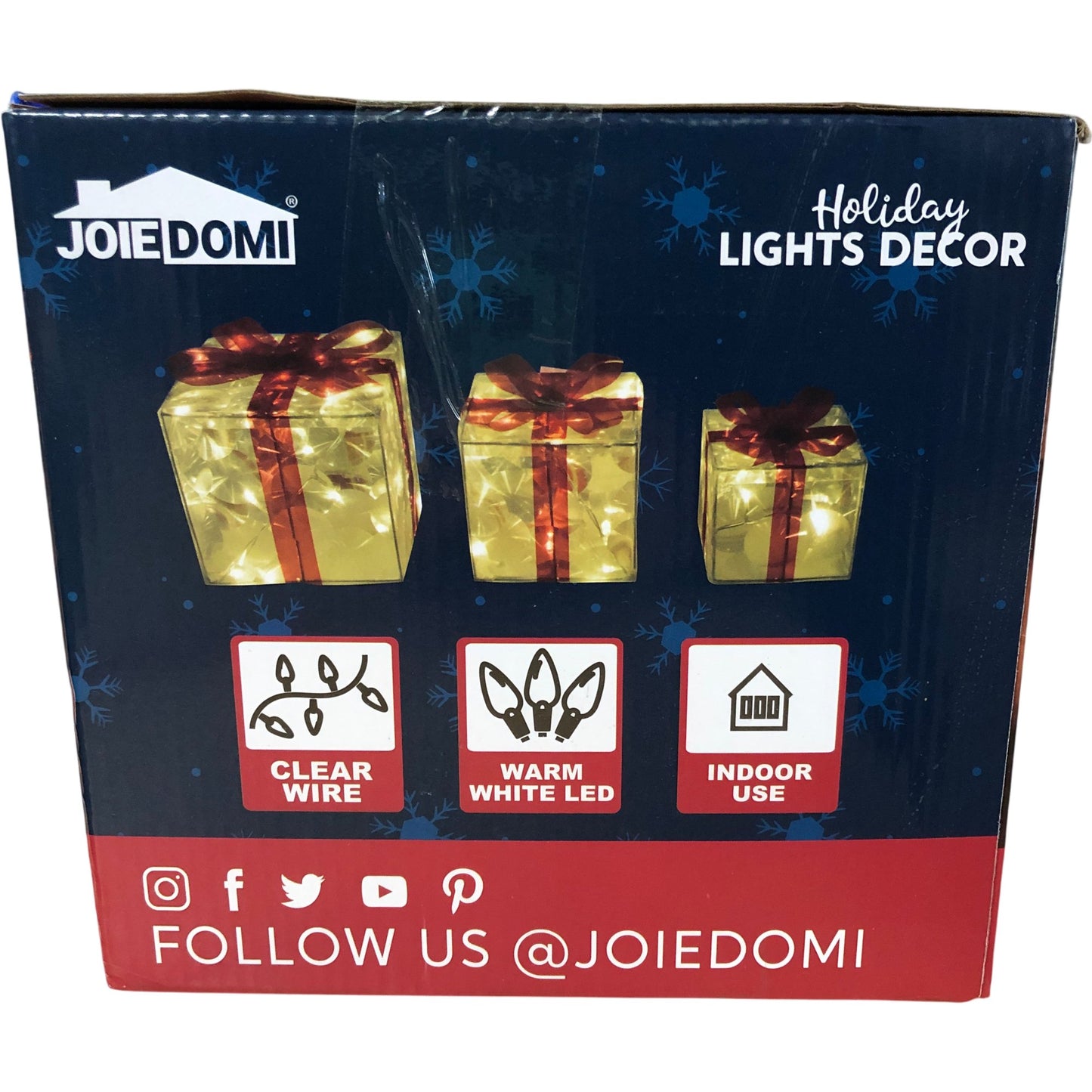 Joie Domi 3pcs Transparent Gift Box LED Holiday Lights Decor Indoor Use