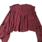 Blouse Women Sleeveless Button Detail Pleated Design Burgundy Medium